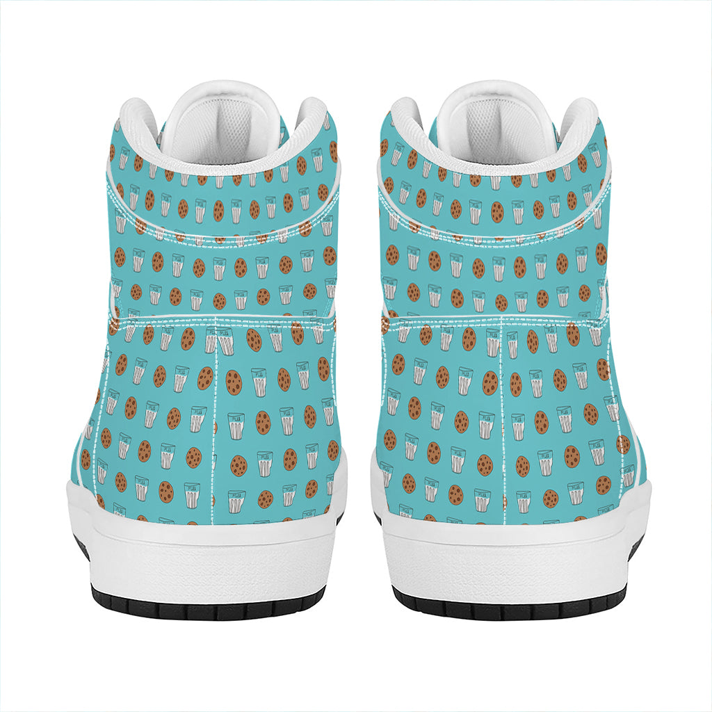 Milk And Cookies Pattern Print High Top Leather Sneakers