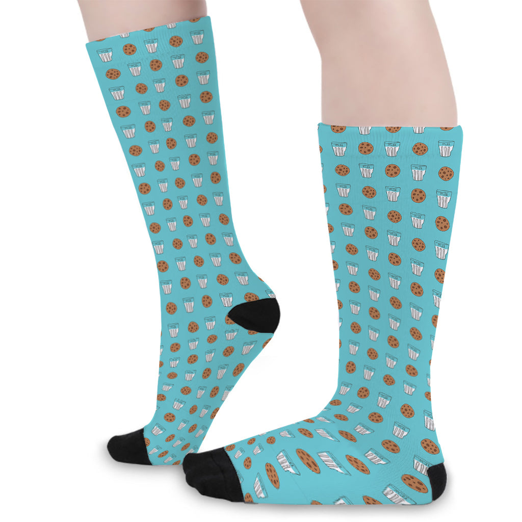 Milk And Cookies Pattern Print Long Socks