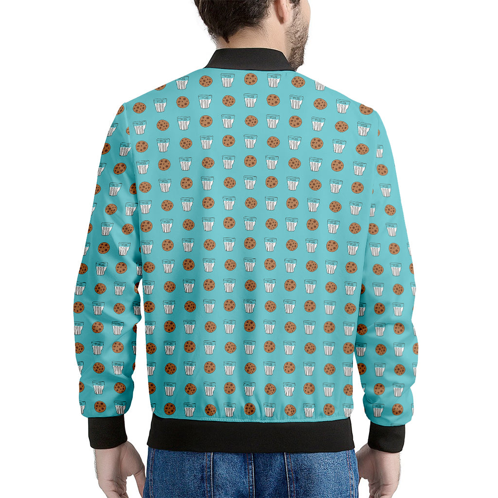 Milk And Cookies Pattern Print Men's Bomber Jacket