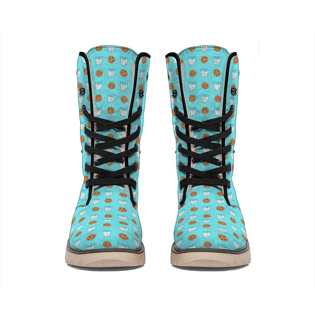 Milk And Cookies Pattern Print Winter Boots