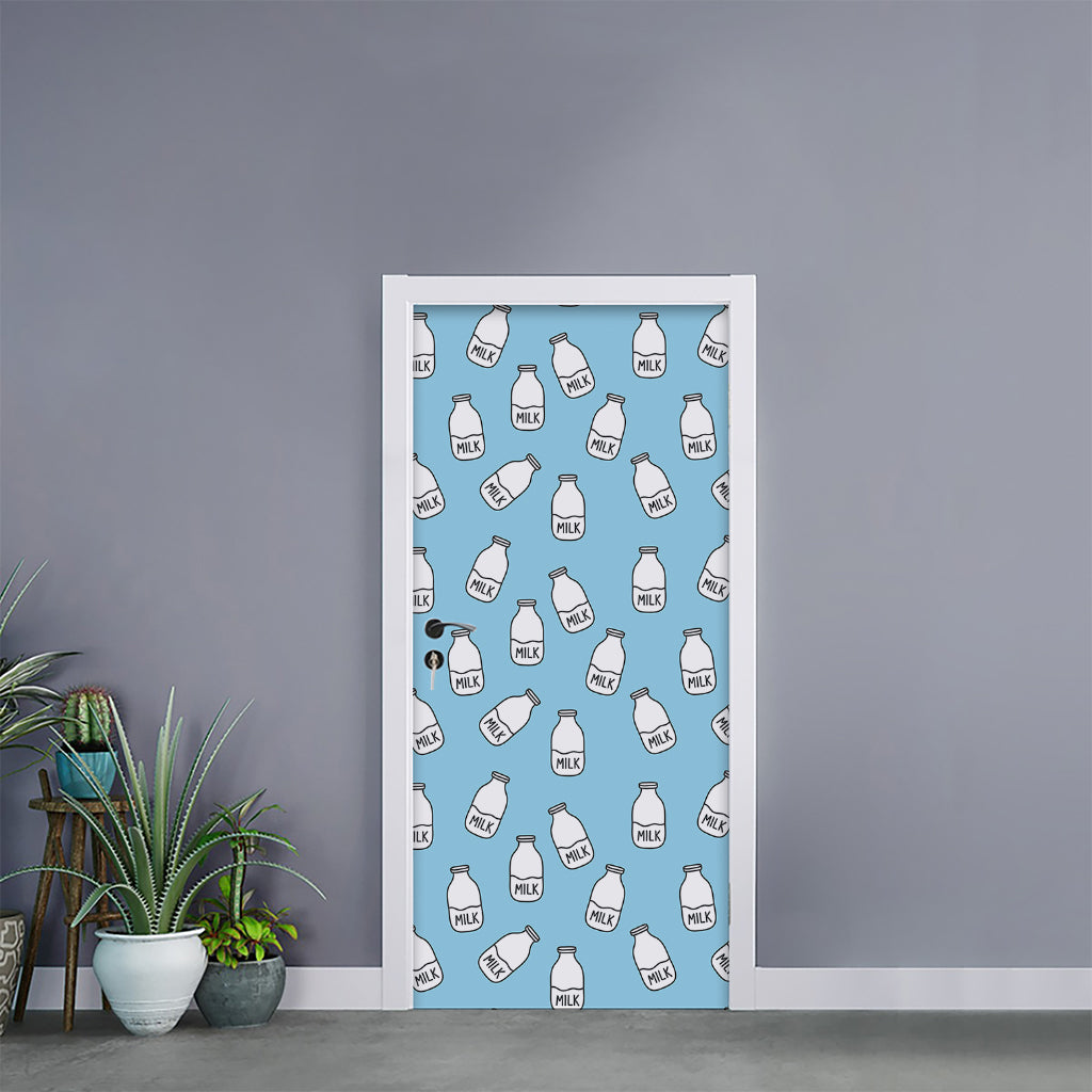 Milk Bottle Cartoon Pattern Print Door Sticker