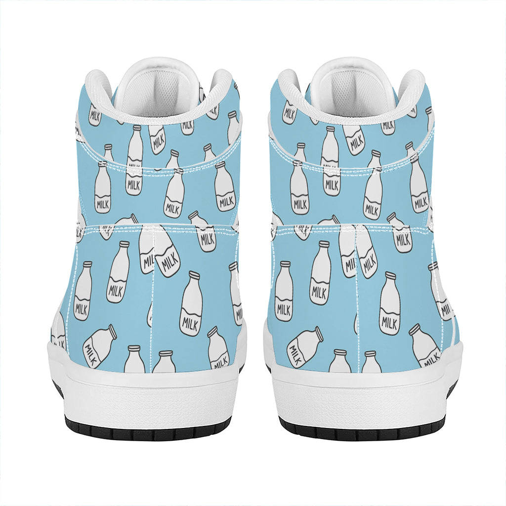 Milk Bottle Cartoon Pattern Print High Top Leather Sneakers