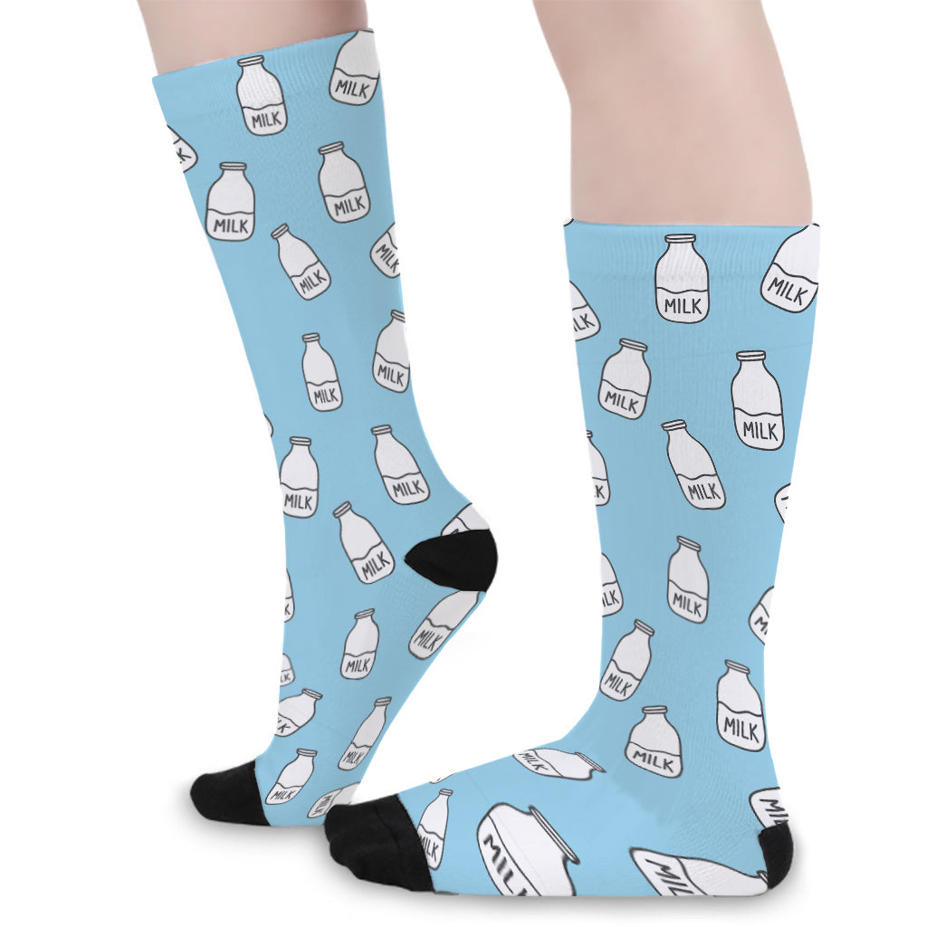 Milk Bottle Cartoon Pattern Print Long Socks