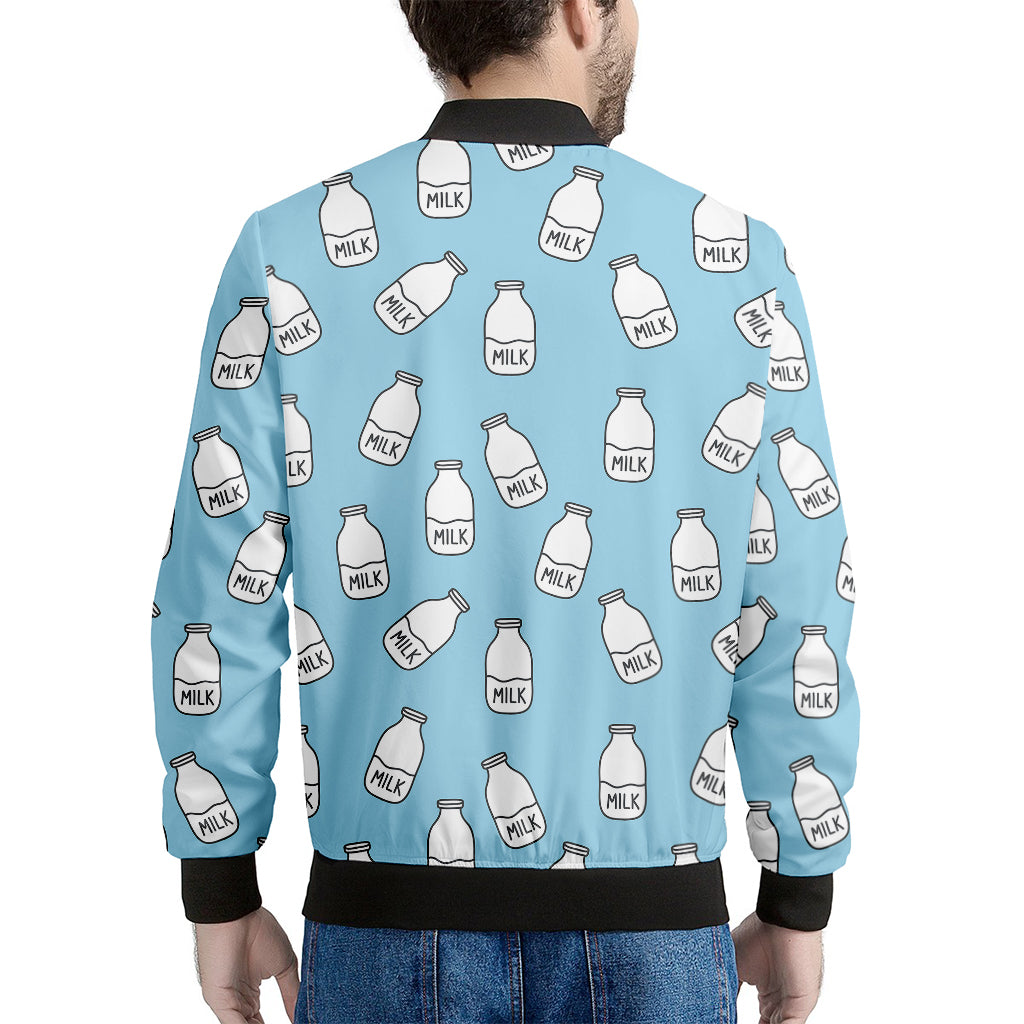 Milk Bottle Cartoon Pattern Print Men's Bomber Jacket