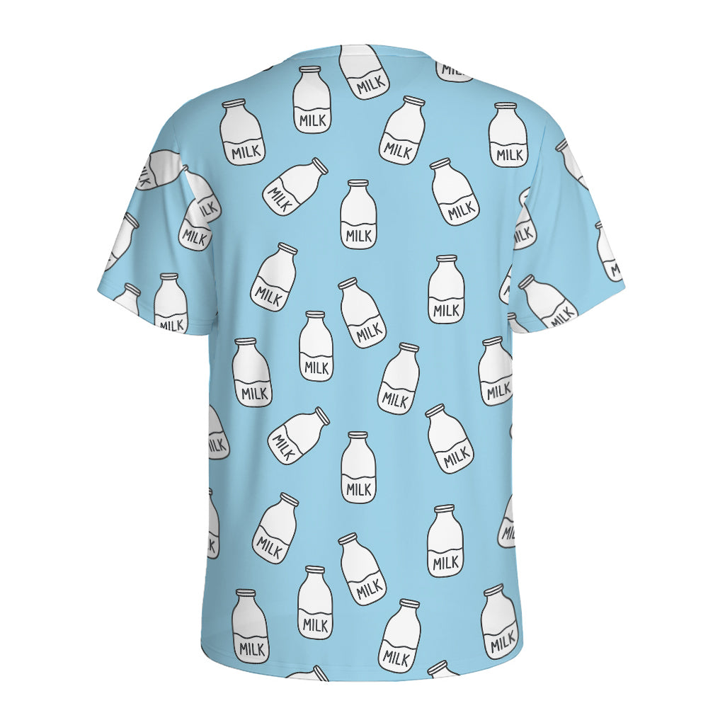 Milk Bottle Cartoon Pattern Print Men's Sports T-Shirt