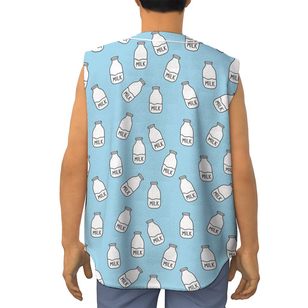 Milk Bottle Cartoon Pattern Print Sleeveless Baseball Jersey