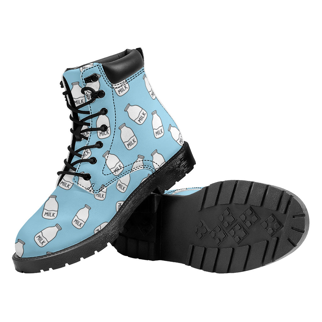 Milk Bottle Cartoon Pattern Print Work Boots