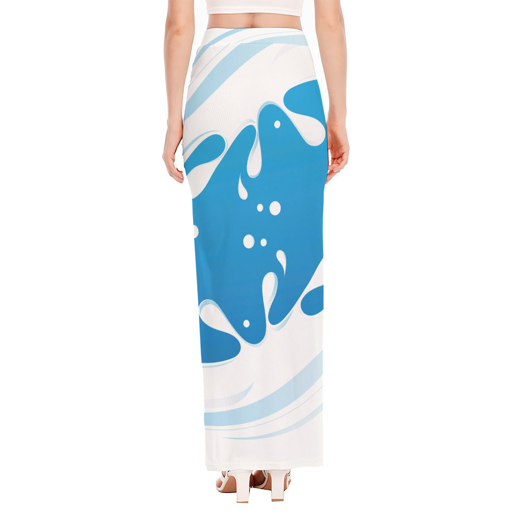 Milk Print High Slit Maxi Skirt