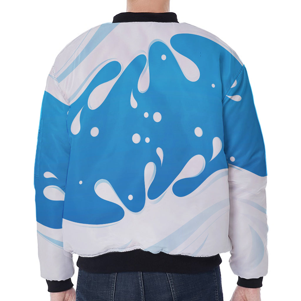 Milk Print Zip Sleeve Bomber Jacket