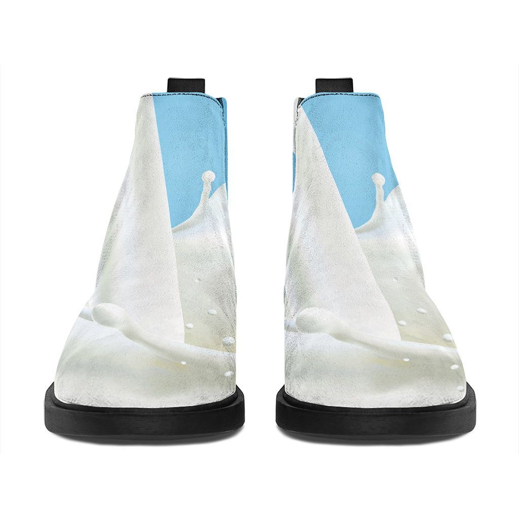 Milk Splash Print Flat Ankle Boots