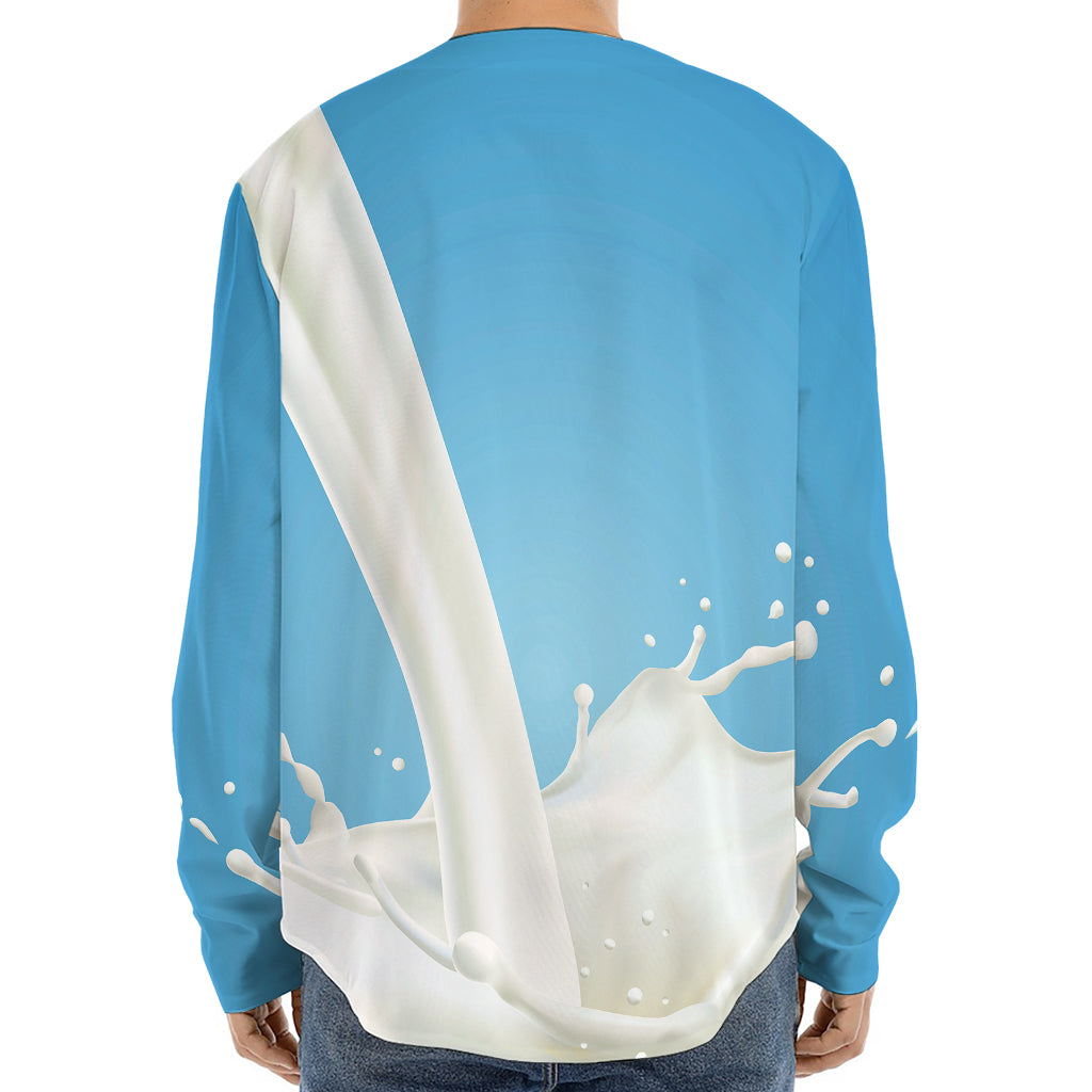 Milk Splash Print Long Sleeve Baseball Jersey