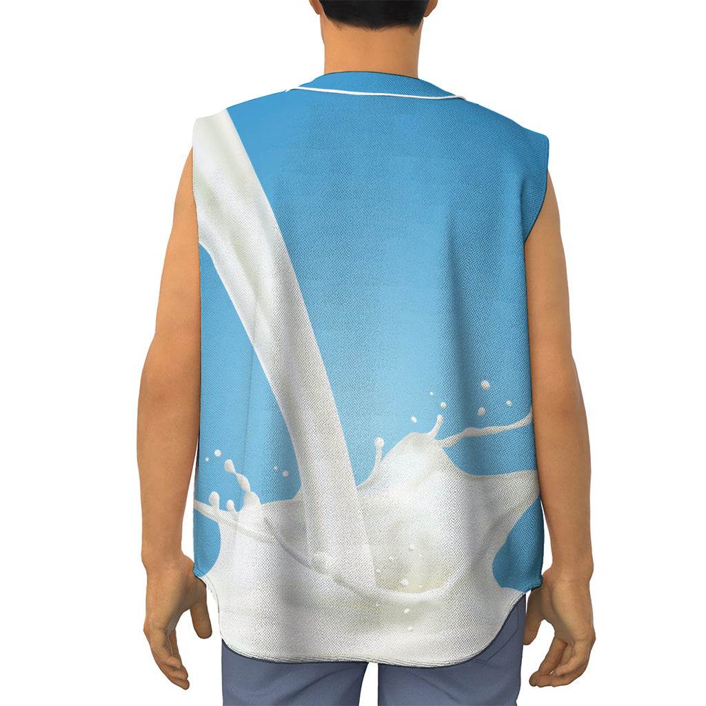 Milk Splash Print Sleeveless Baseball Jersey
