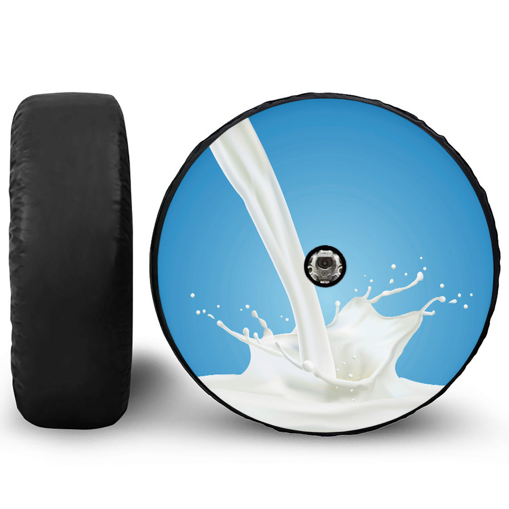 Milk Splash Print Tire Cover With Camera Hole