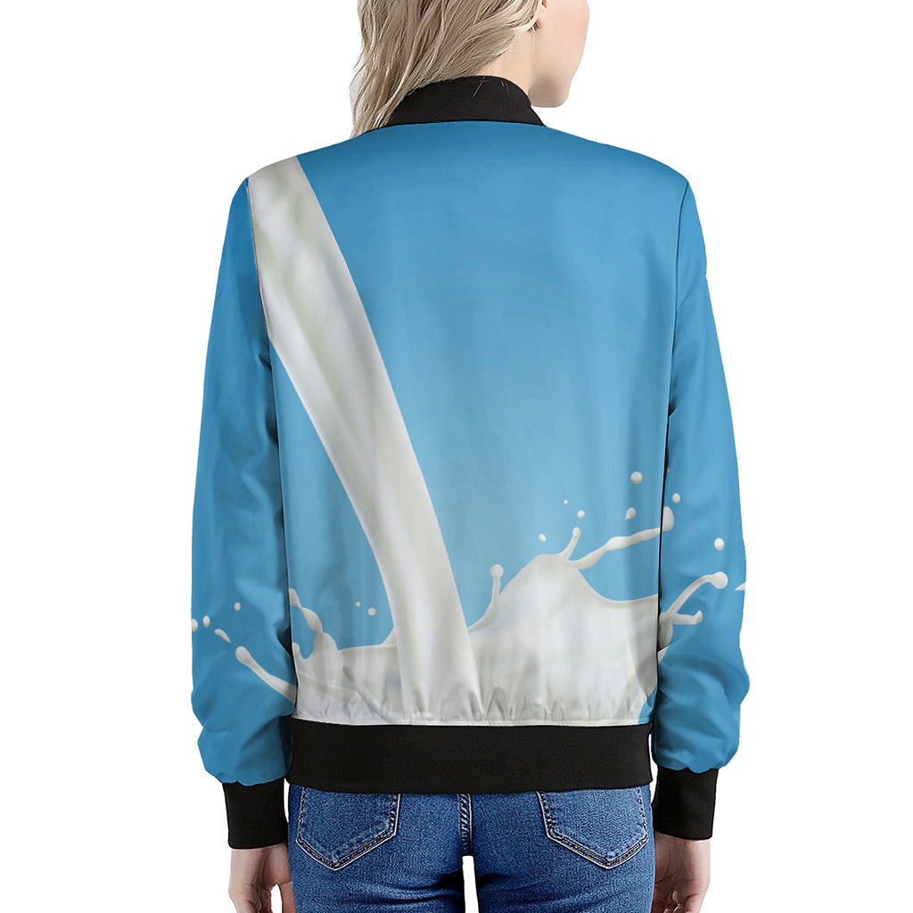 Milk Splash Print Women's Bomber Jacket