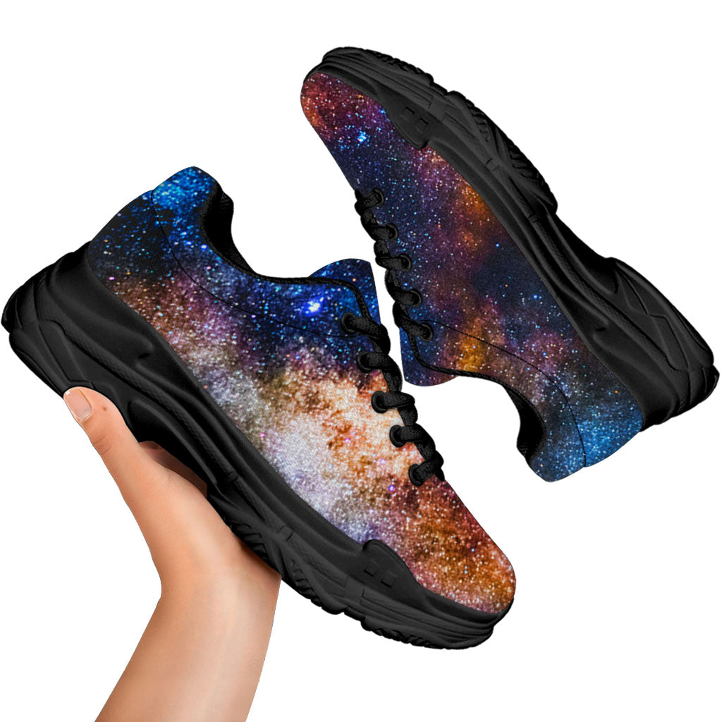 Milky Way Universe Galaxy Space Print Black Chunky Shoes