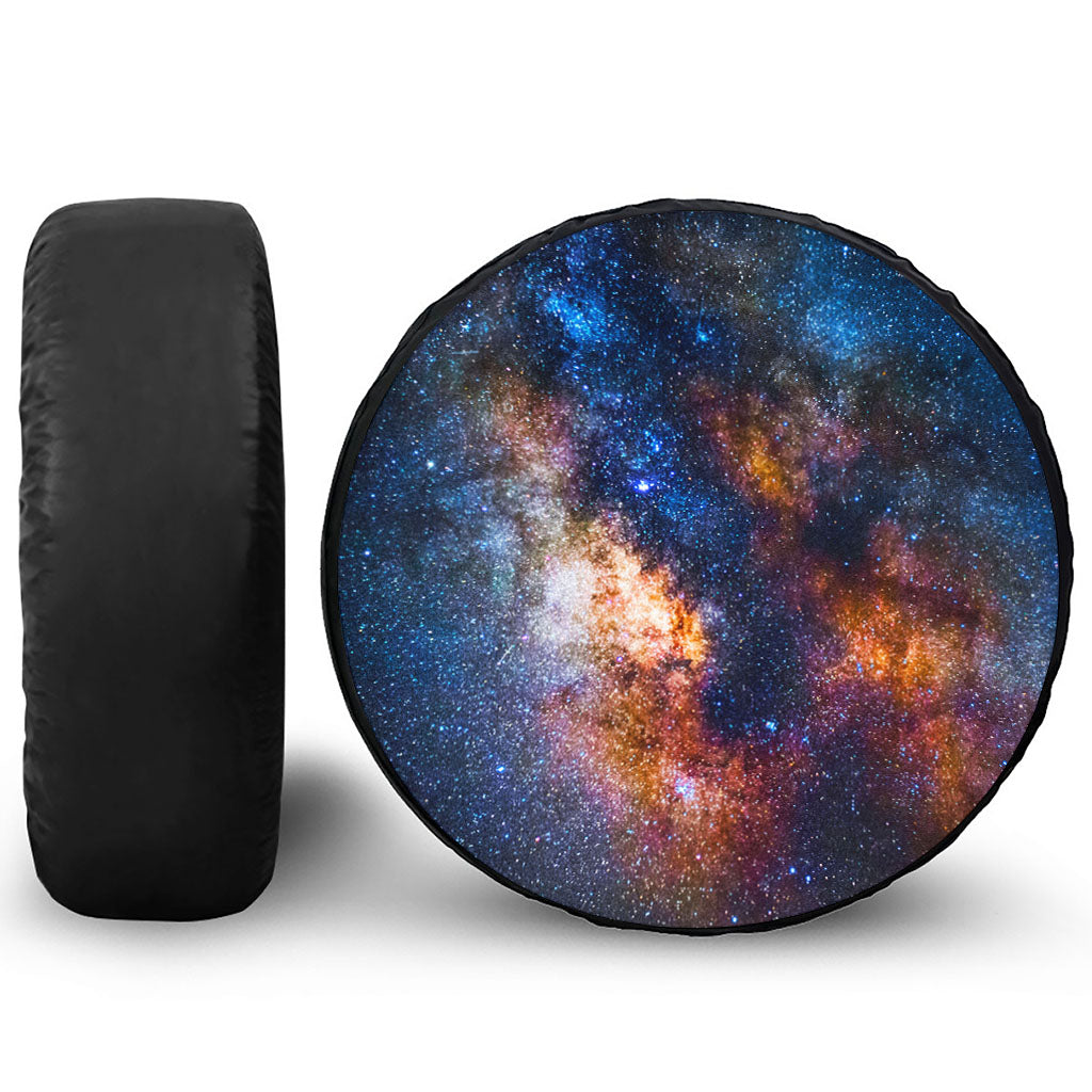 Milky Way Universe Galaxy Space Print Leather Spare Tire Cover