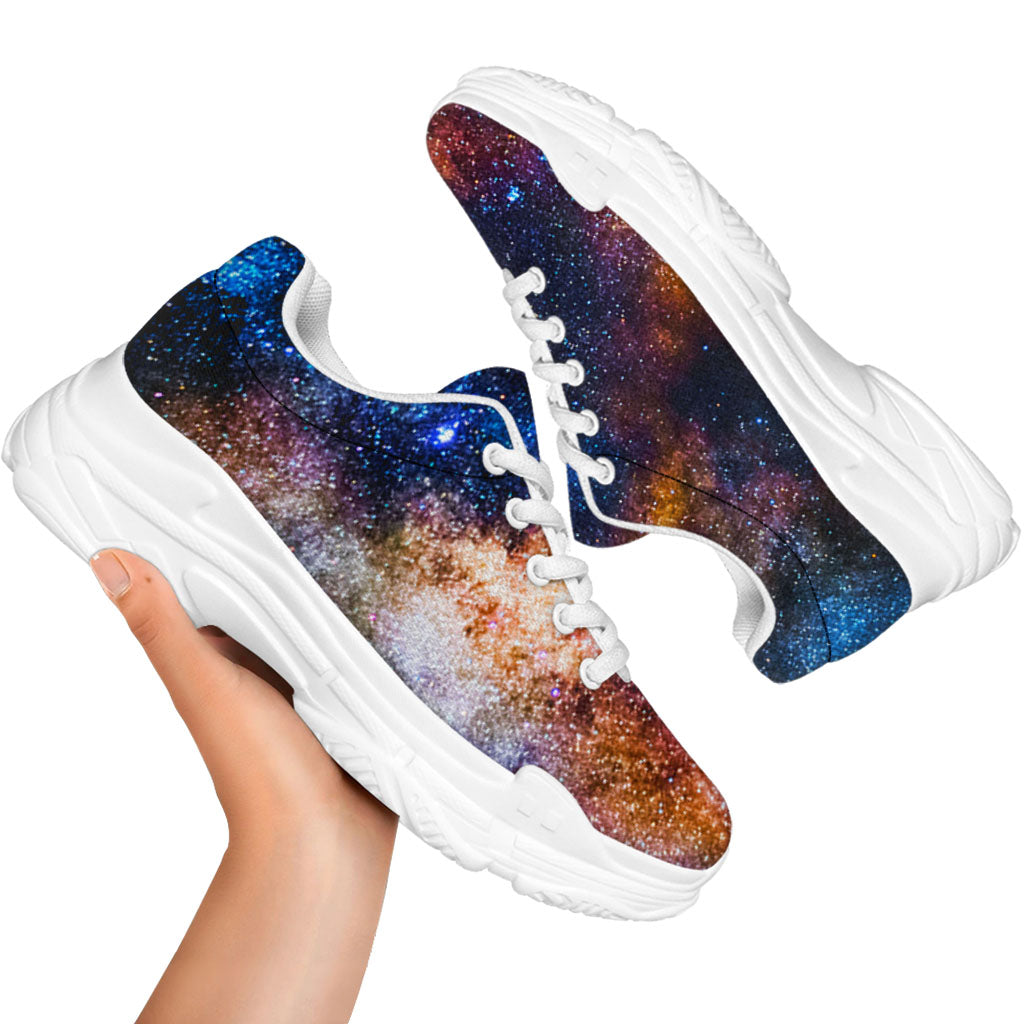 Milky Way Universe Galaxy Space Print White Chunky Shoes