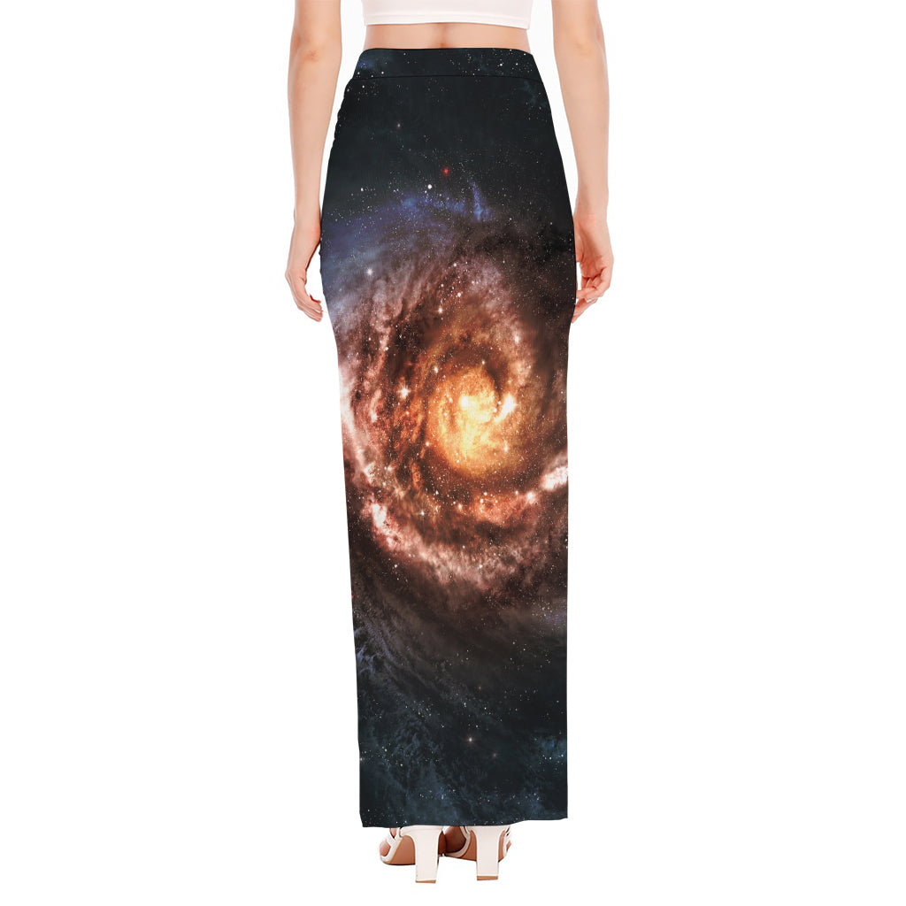 Milky Way Universe Print High Slit Maxi Skirt