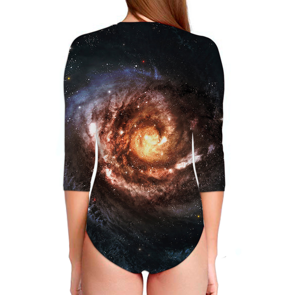 Milky Way Universe Print Long Sleeve Swimsuit