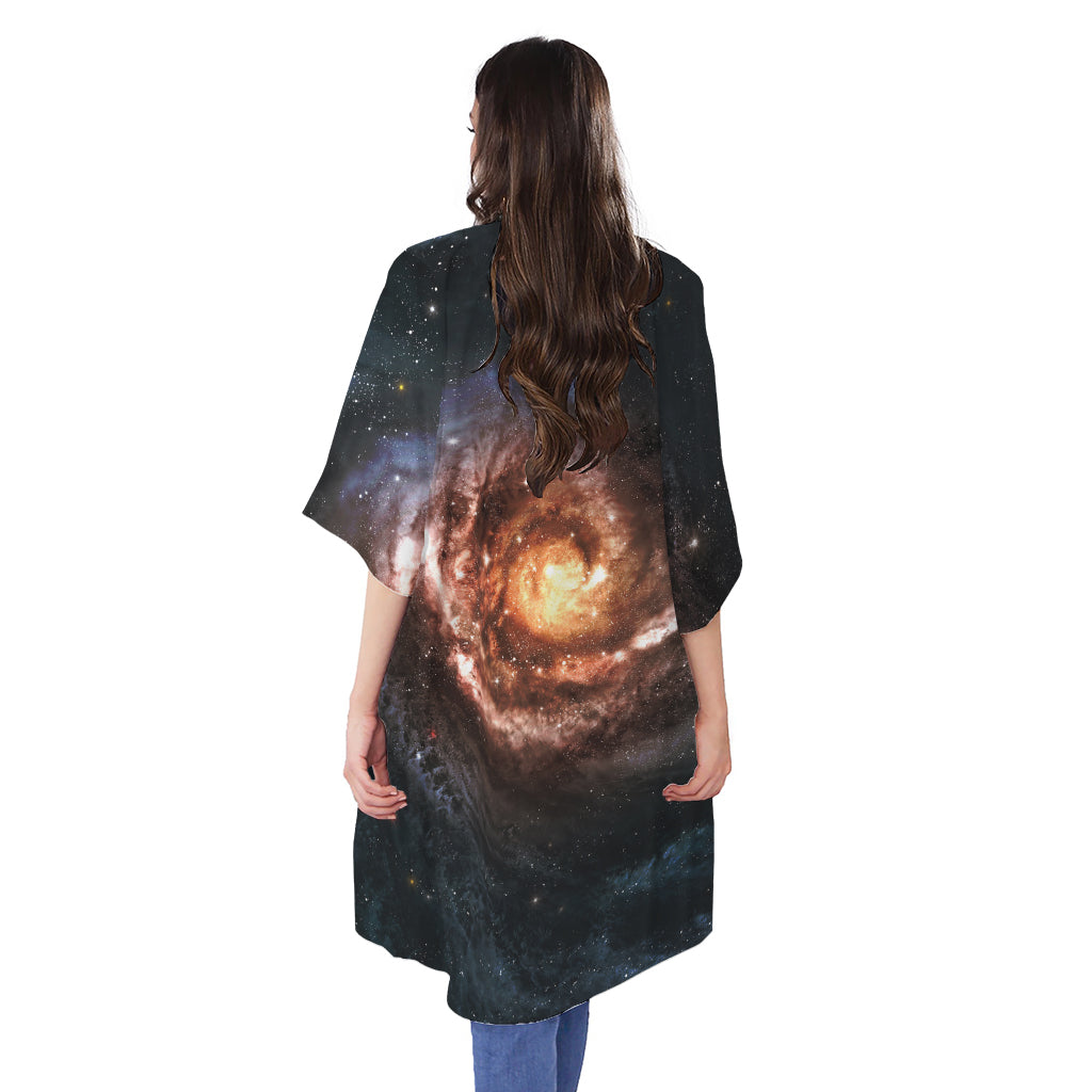Milky Way Universe Print Open Front Beach Cover Up