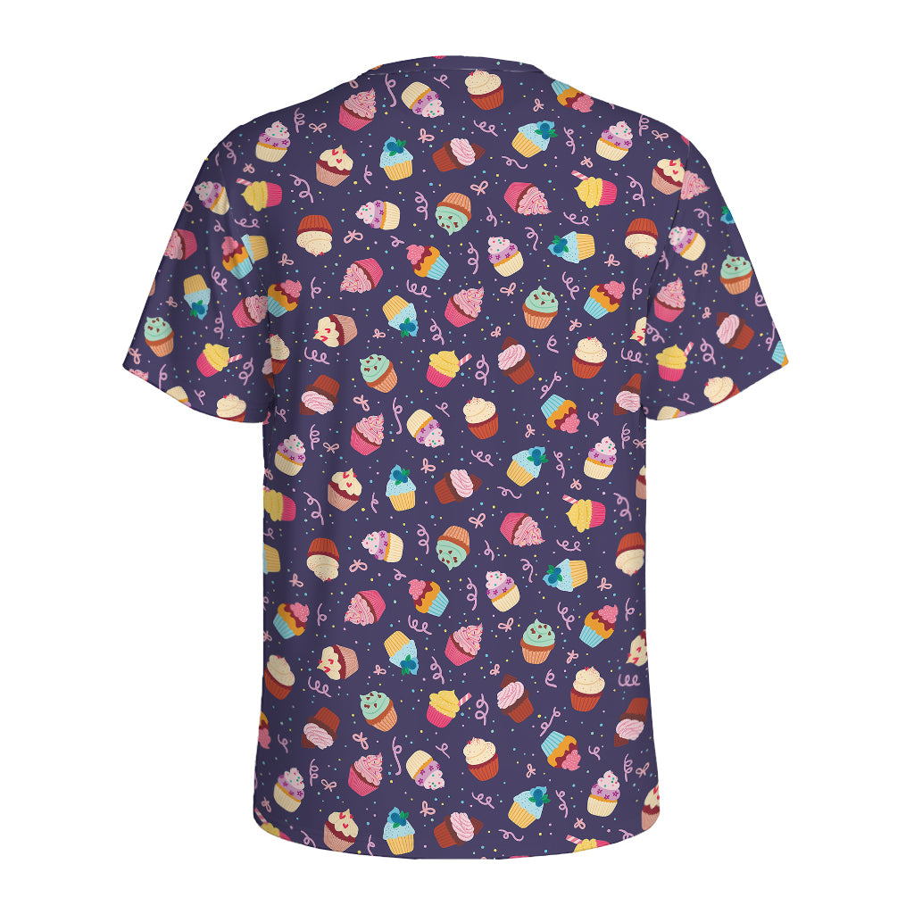 Mini Cupcake Pattern Print Men's Sports T-Shirt