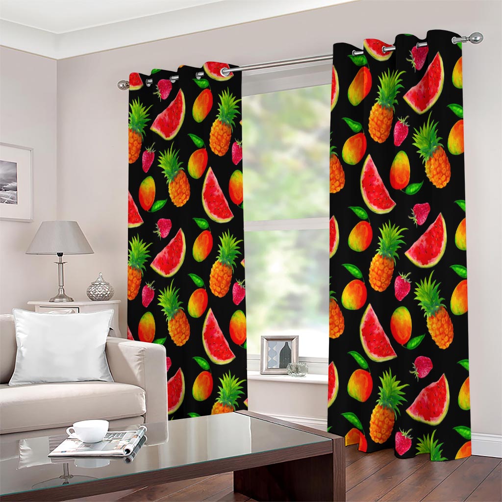 Mix Fruit Pineapple Pattern Print Extra Wide Grommet Curtains