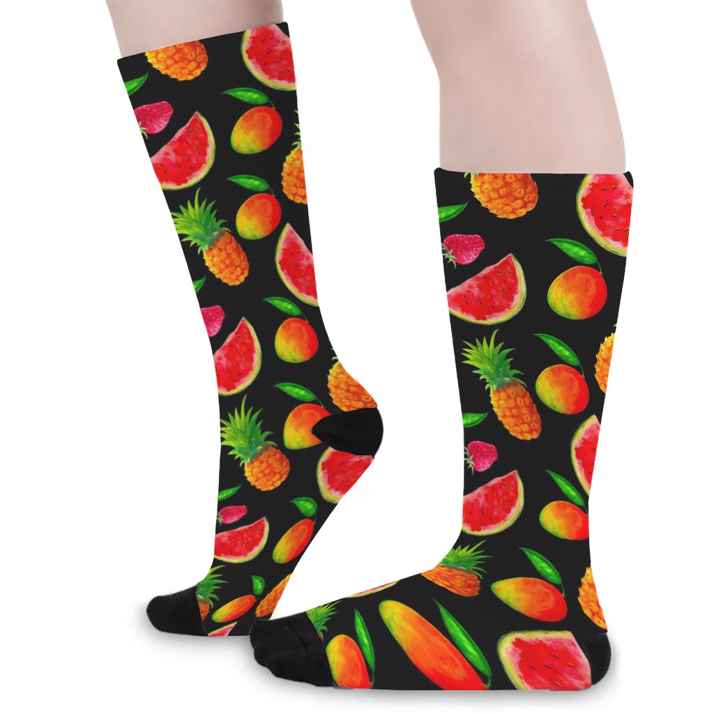 Mix Fruit Pineapple Pattern Print Long Socks