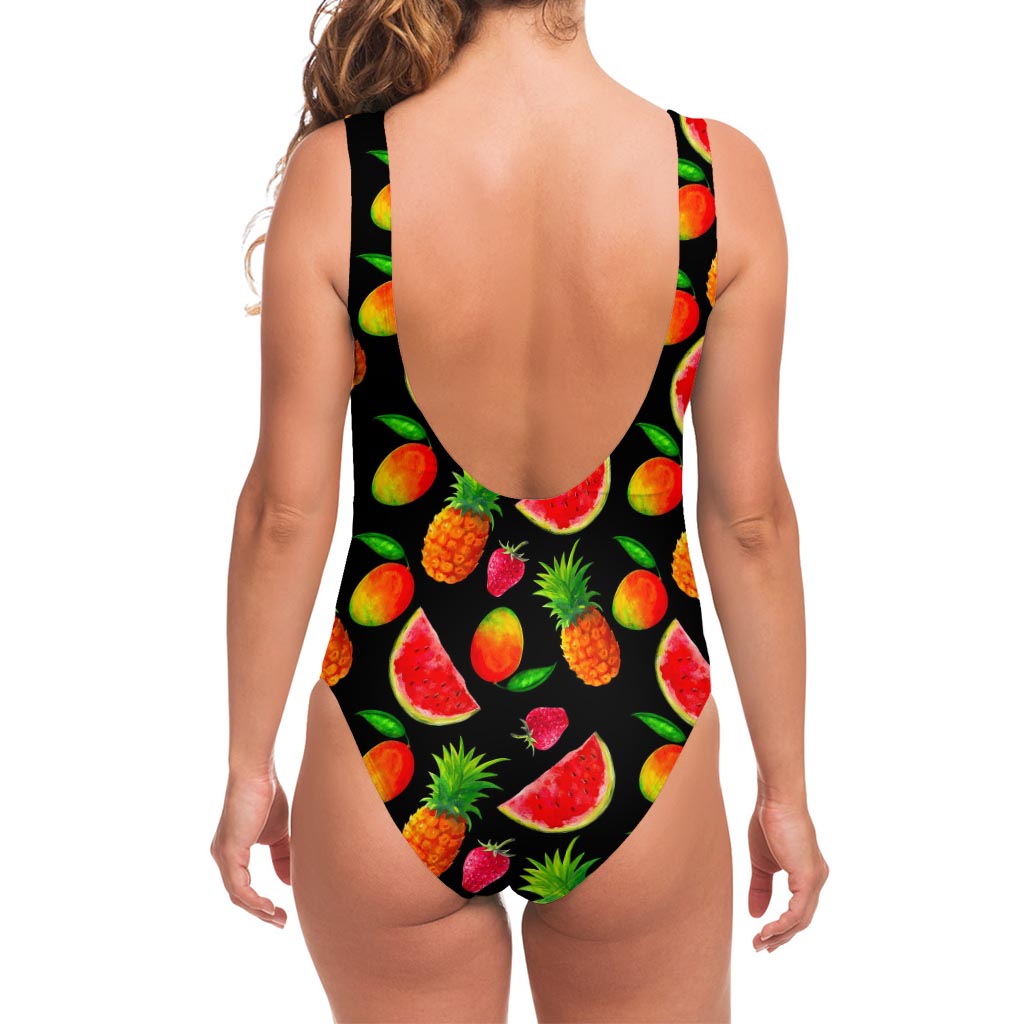 Mix Fruit Pineapple Pattern Print One Piece Swimsuit