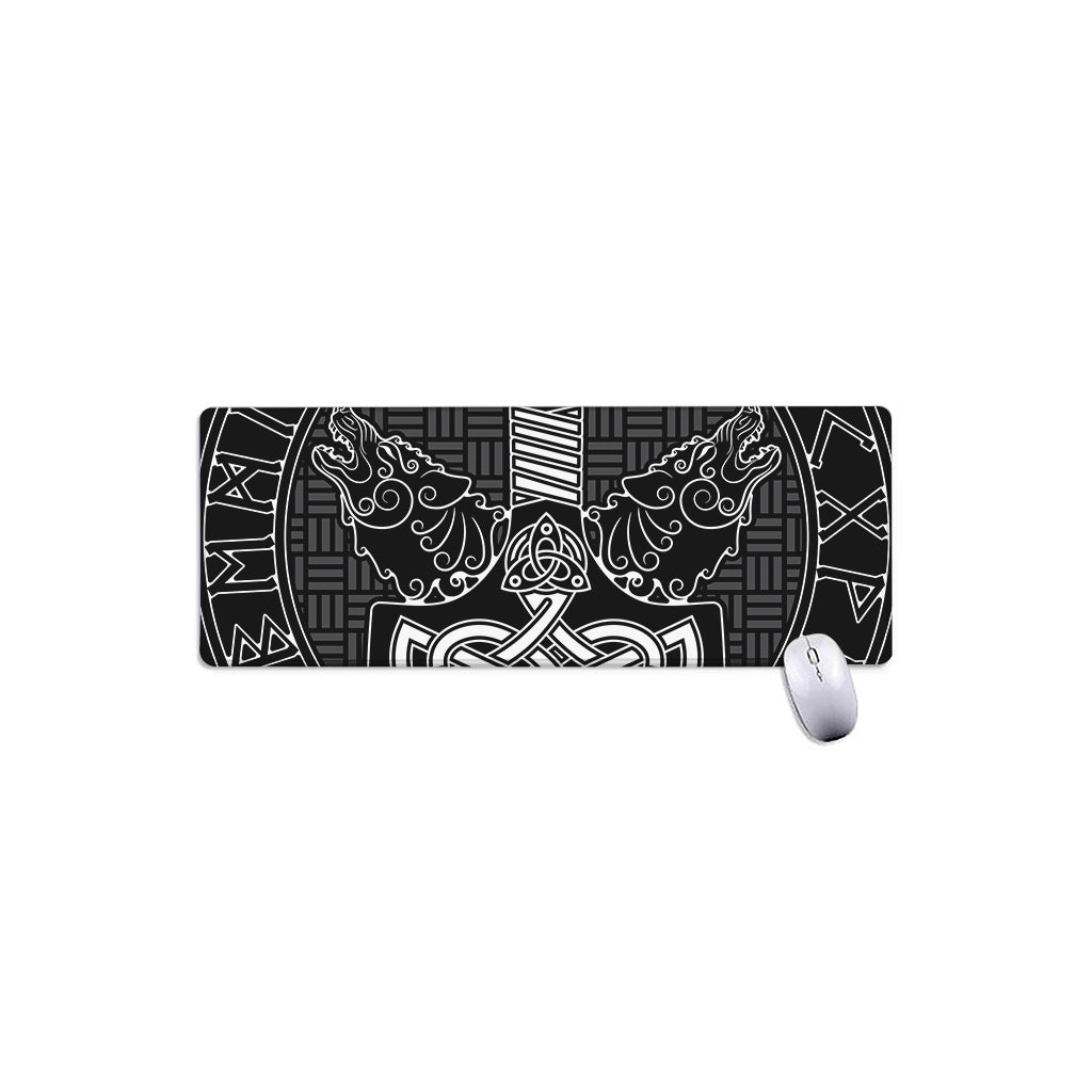 Mjolnir And Scandinavian Runes Print Extended Mouse Pad