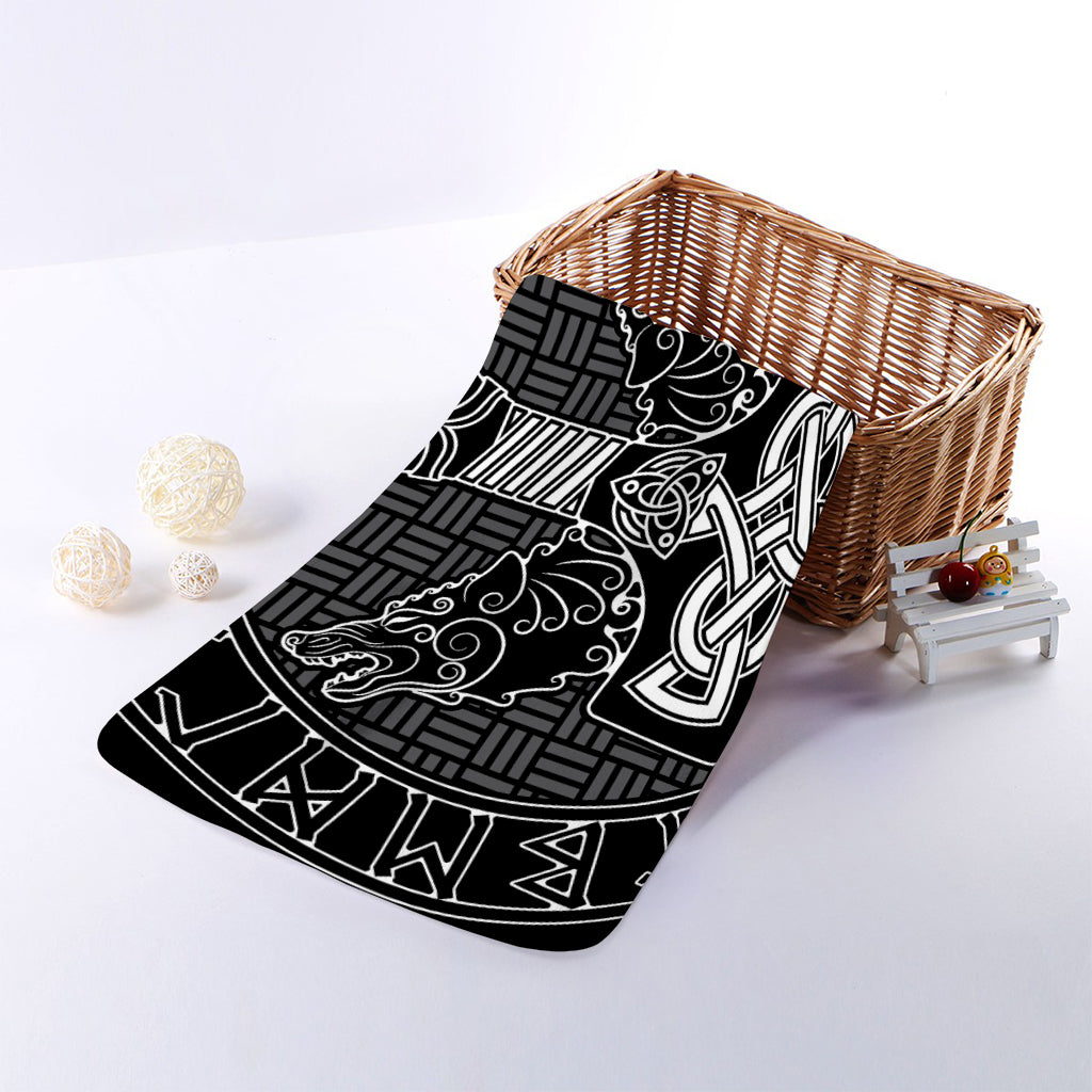 Mjolnir And Scandinavian Runes Print Towel
