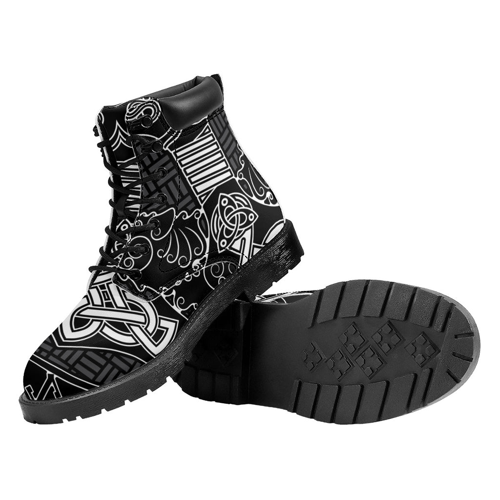 Mjolnir And Scandinavian Runes Print Work Boots