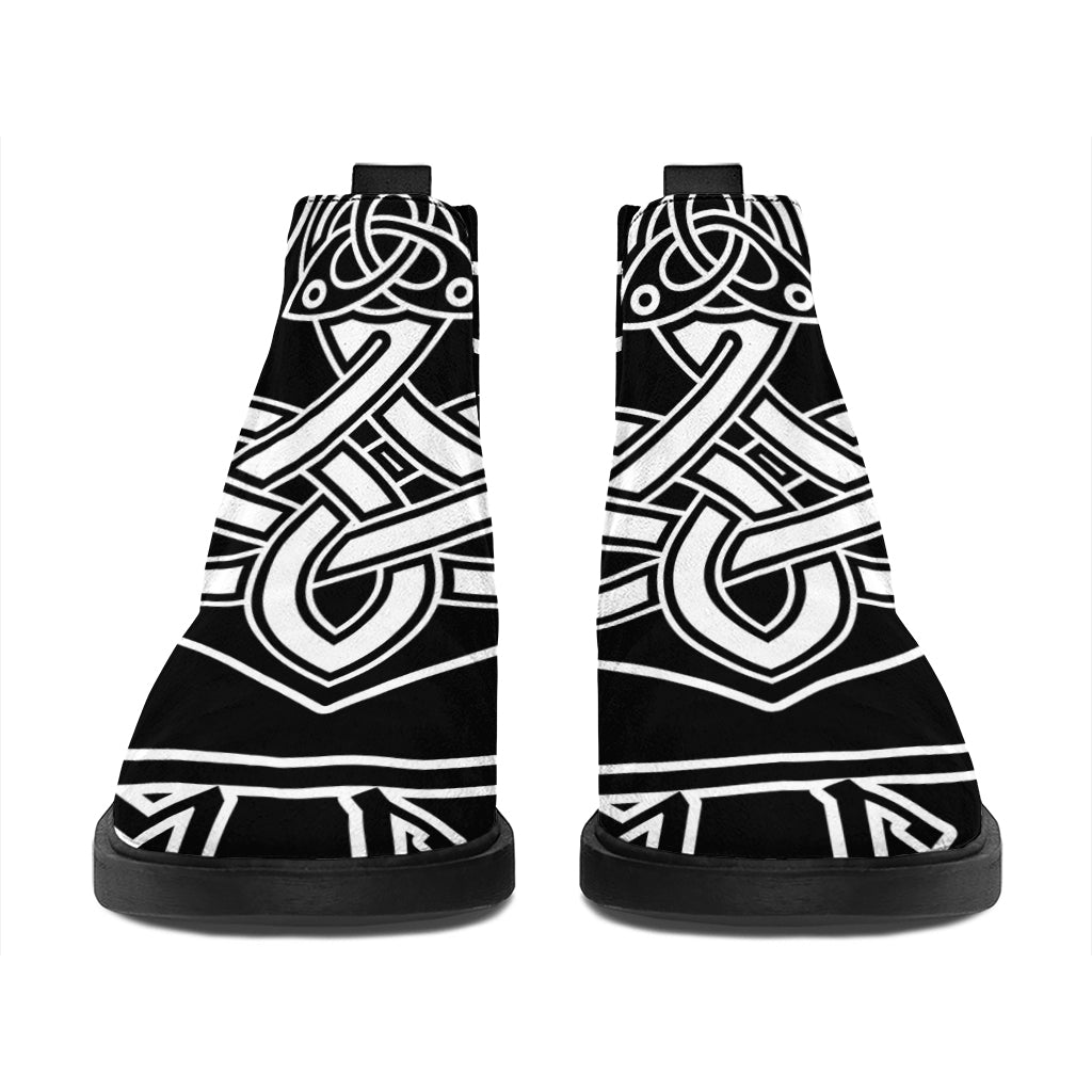 Mjolnir And Younger Futhark Print Flat Ankle Boots