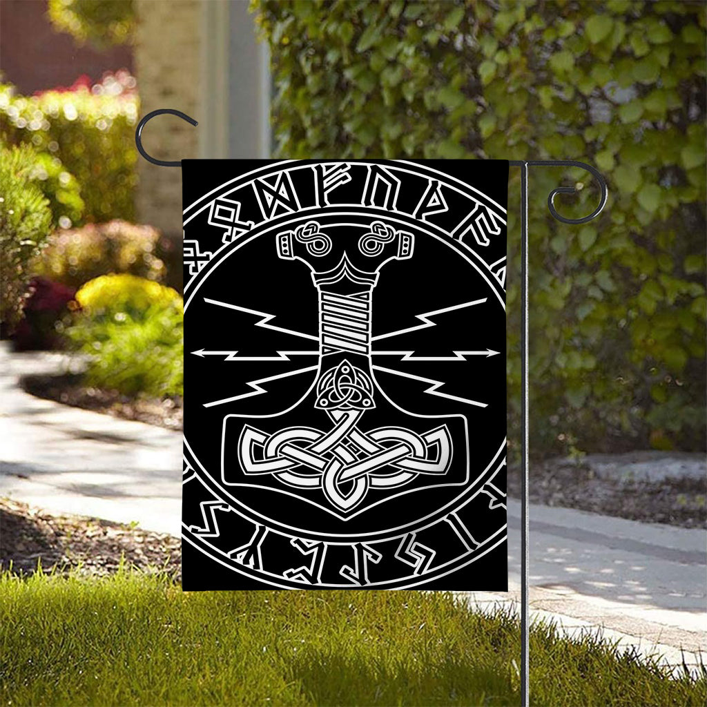 Mjolnir And Younger Futhark Print House Flag
