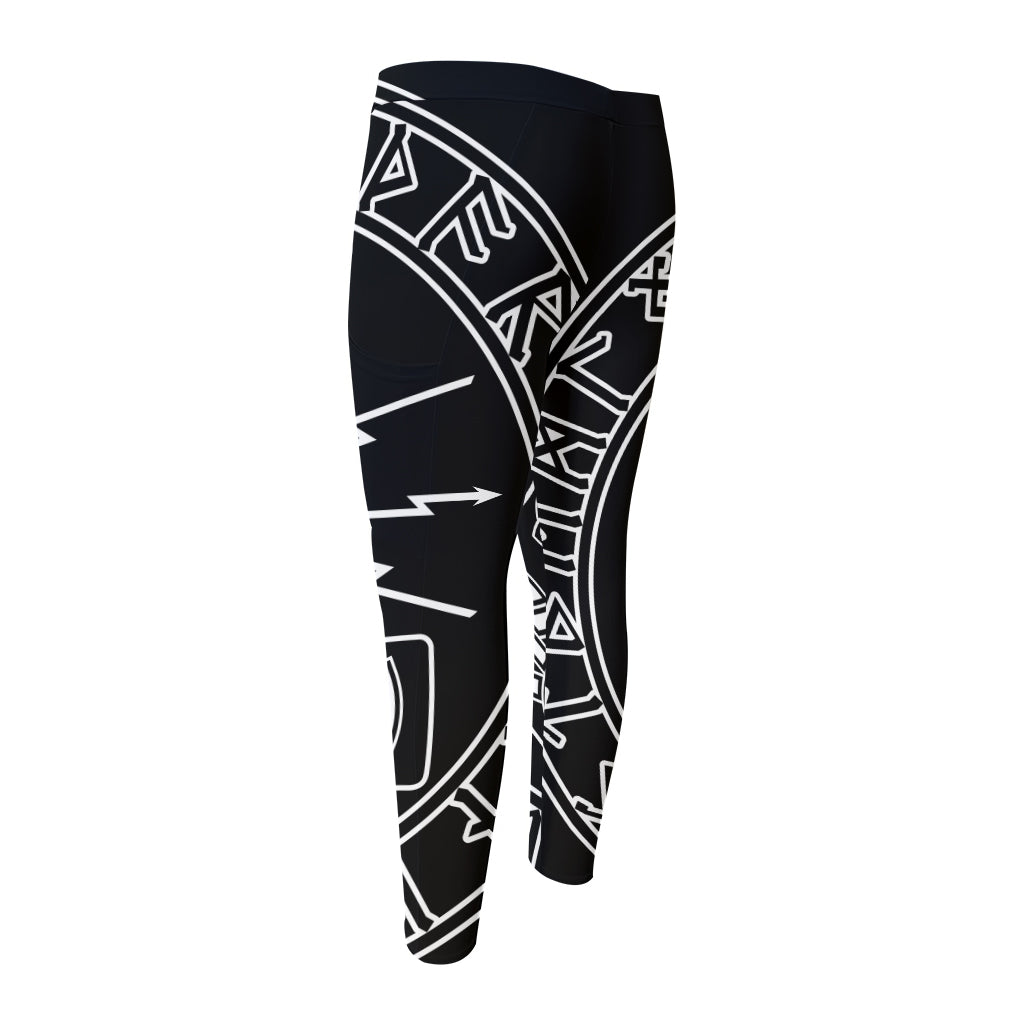 Mjolnir And Younger Futhark Print Men's Compression Pants