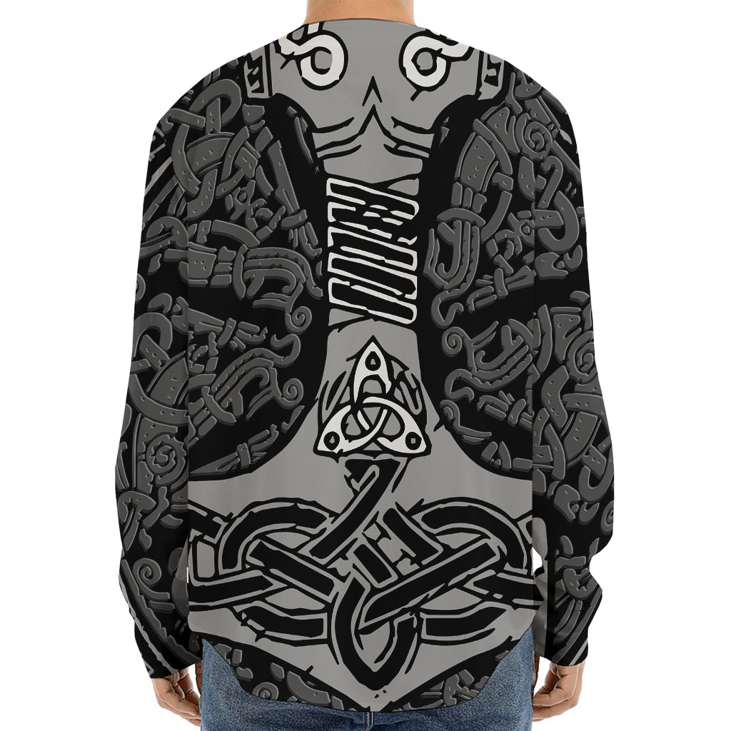 Mjolnir Hammer Of Thor Print Long Sleeve Baseball Jersey