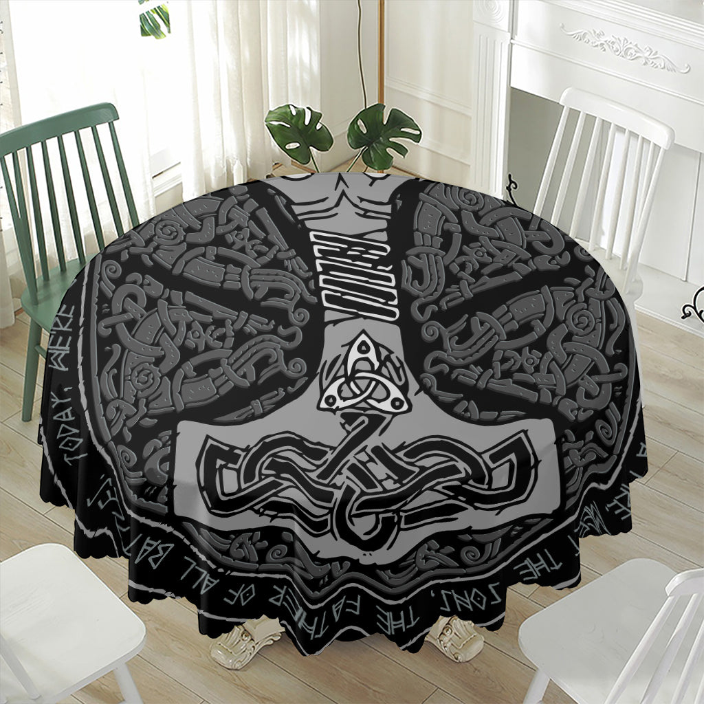 Mjolnir Hammer Of Thor Print Waterproof Round Tablecloth