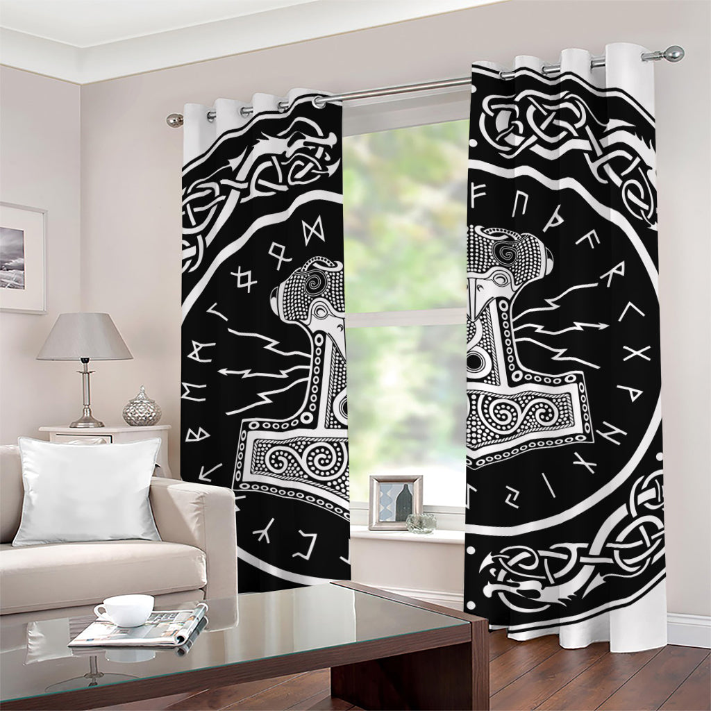 Mjolnir Norse Mythology Print Grommet Curtains