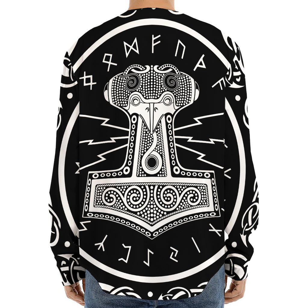 Mjolnir Norse Mythology Print Long Sleeve Baseball Jersey