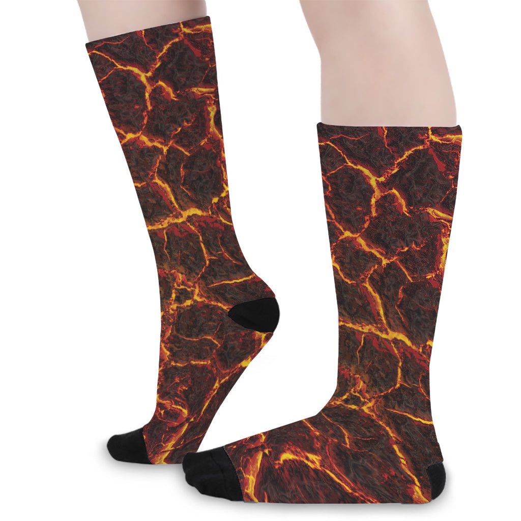 Molten Lava Print Long Socks
