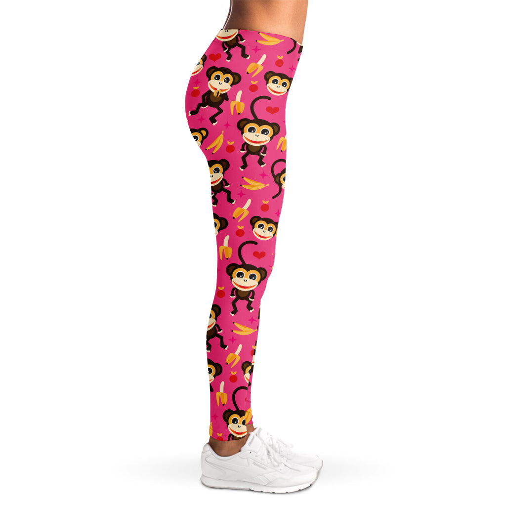 Monkey And Banana Pattern Print Women's Leggings