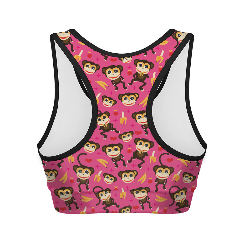 Monkey And Banana Pattern Print Women's Sports Bra