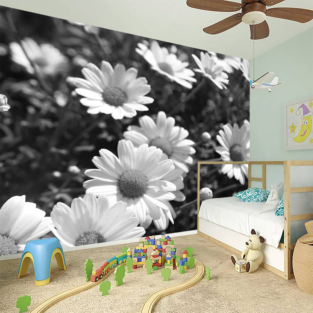 Monochrome Daisy Flower Print Wall Sticker