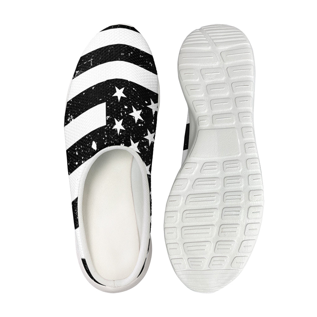 Monochrome Grunge American Flag Print Mesh Casual Shoes