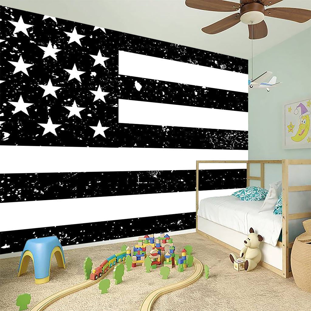 Monochrome Grunge American Flag Print Wall Sticker