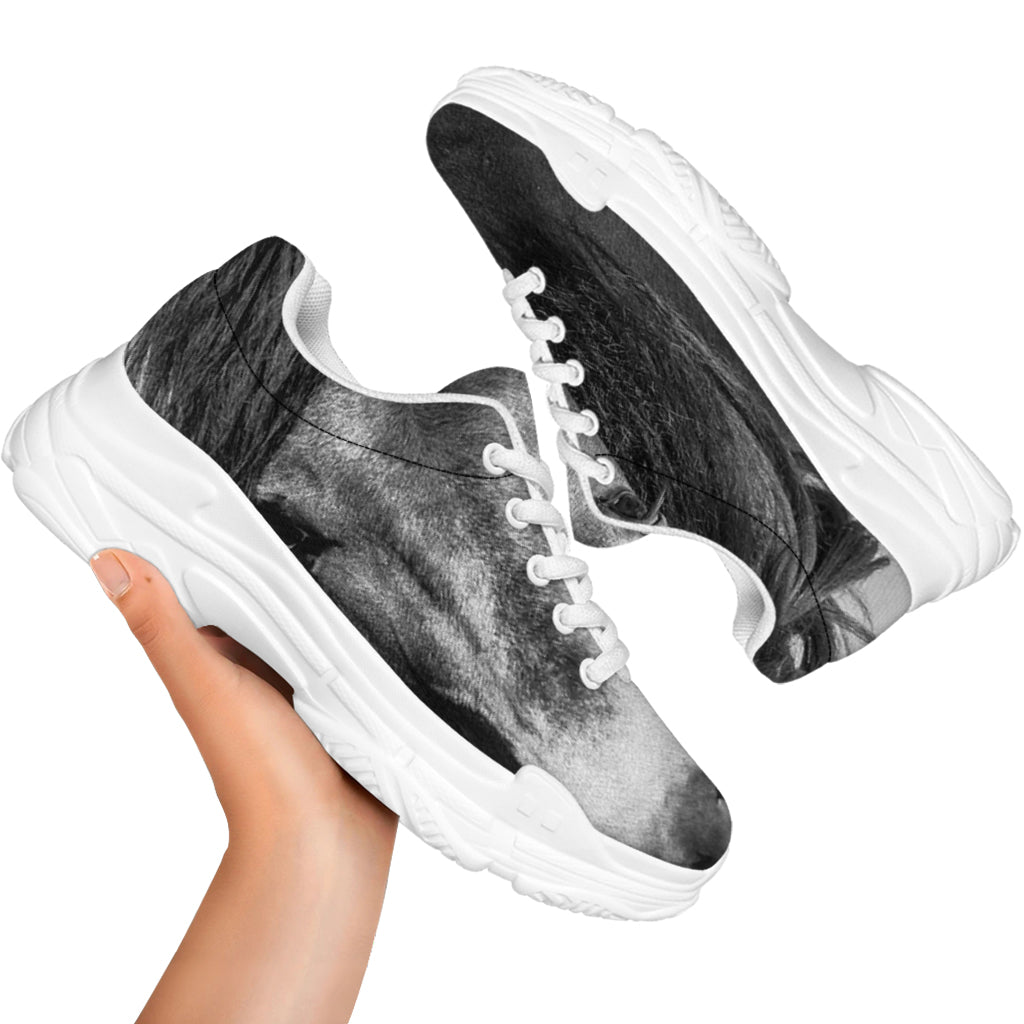 Monochrome Horse Print White Chunky Shoes