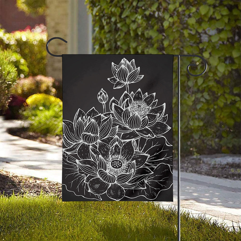 Monochrome Lotus Print House Flag