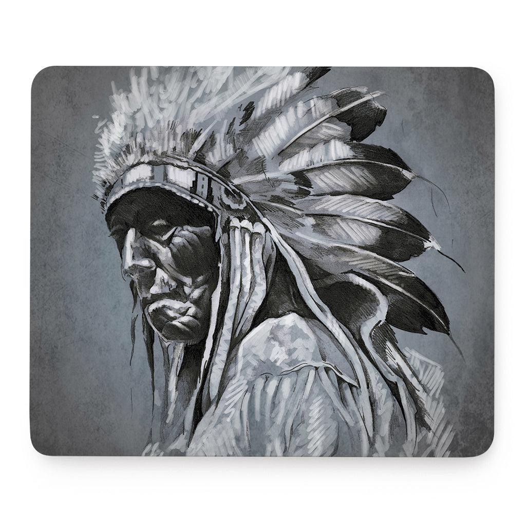 Monochrome Native Indian Portrait Print Mouse Pad