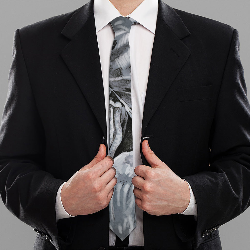 Monochrome Native Indian Portrait Print Necktie