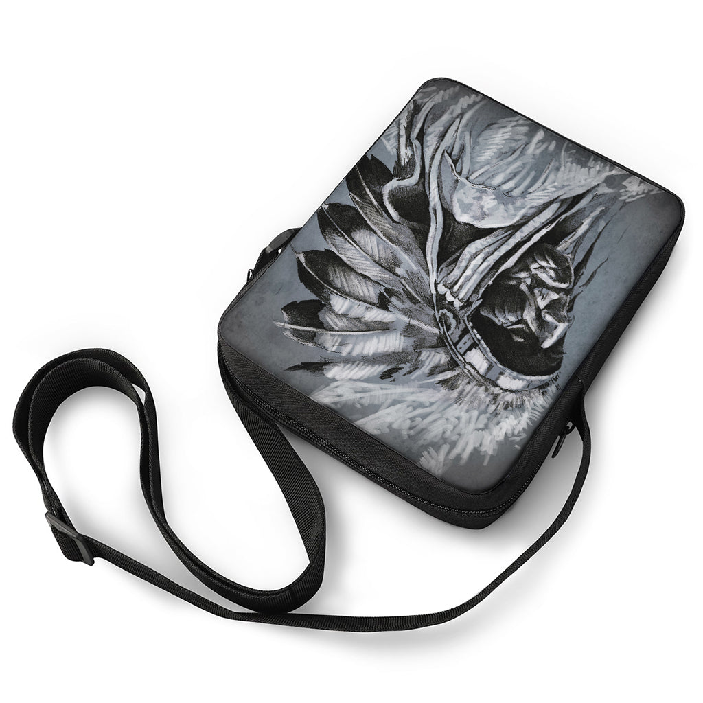 Monochrome Native Indian Portrait Print Rectangular Crossbody Bag