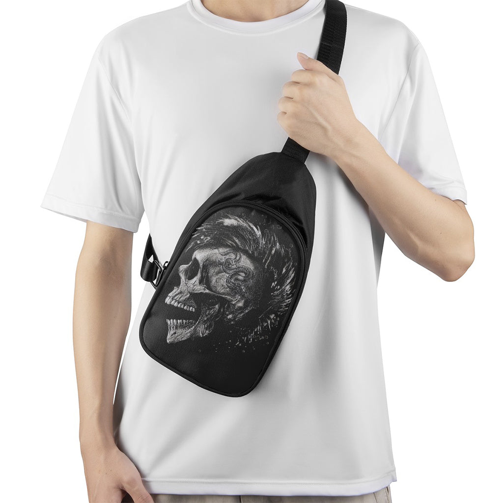 Monochrome Punk Skull Print Chest Bag